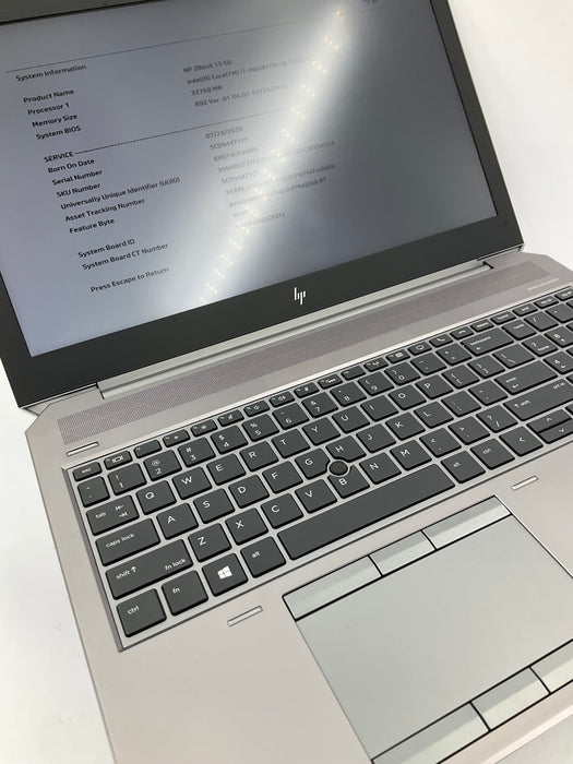 HP ZBook 15 G6 15.6" Core i7-9850H 256GB 32GB B Win 11 Pro T1000