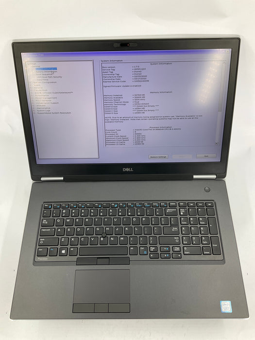 Dell Precision 7740 17.3" Core i9-9980HK 1TB 32GB Win 11 Pro Radeon Pro WX 7100
