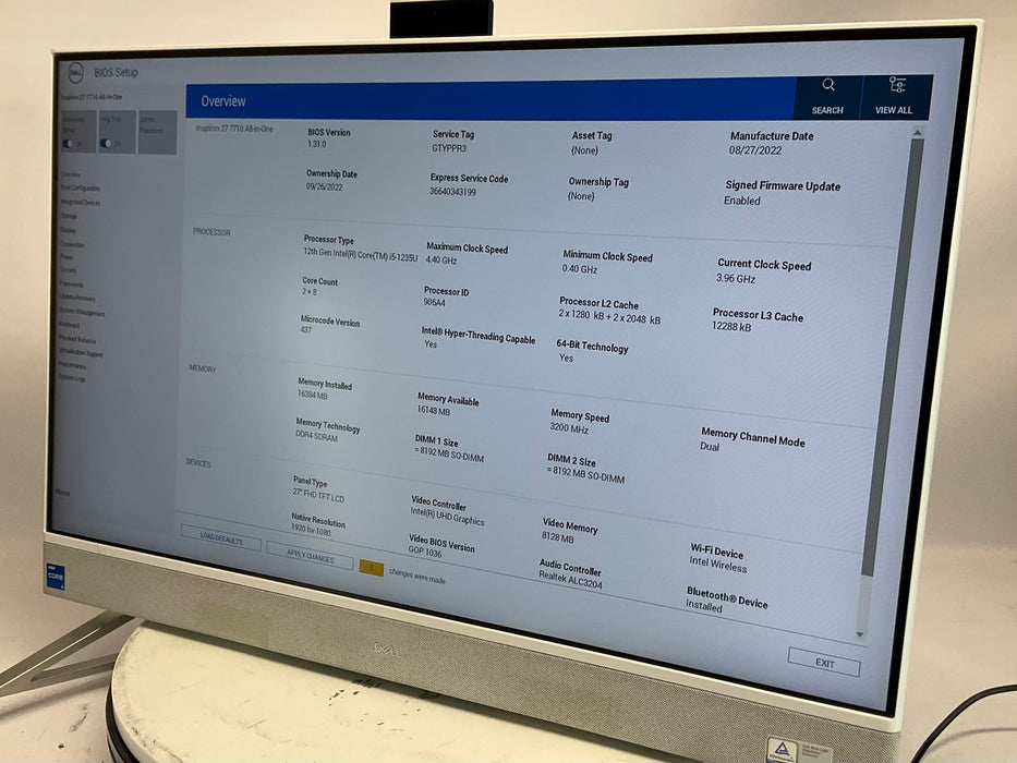Dell Inspiron 27 7710 AIO 27" Core i5-1235U 512GB 16GB Win 11 Pro