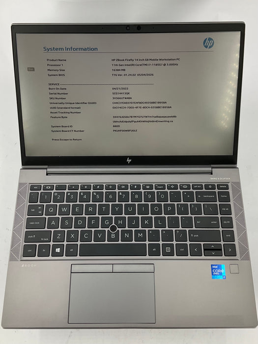 HP Zbook Firefly G8 14" Core i7-11185G7 500GB 16GB B Win 11 Pro
