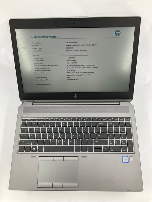 HP ZBook 15 G6 15.6" Core i7-9850H 512GB 32GB B Win 11 Pro T1000