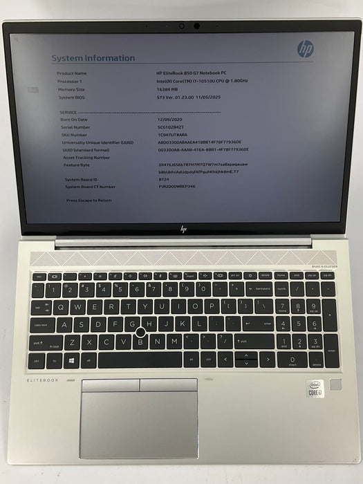 HP EliteBook 850 G7 15.6" Core i7-10510U 256GB 16GB B Win 11 Pro