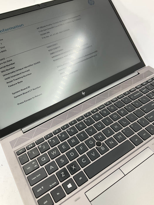 HP Zbook Firefly G8 15.6" Touch Core i7-1185G7 512GB 16GB B Win 11 Pro *READ*