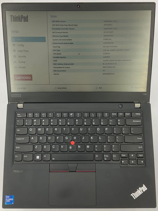 Lenovo ThinkPad T14 Gen 2 14" Touch Core i7-1185G7 512GB 16GB B Win 11 Pro
