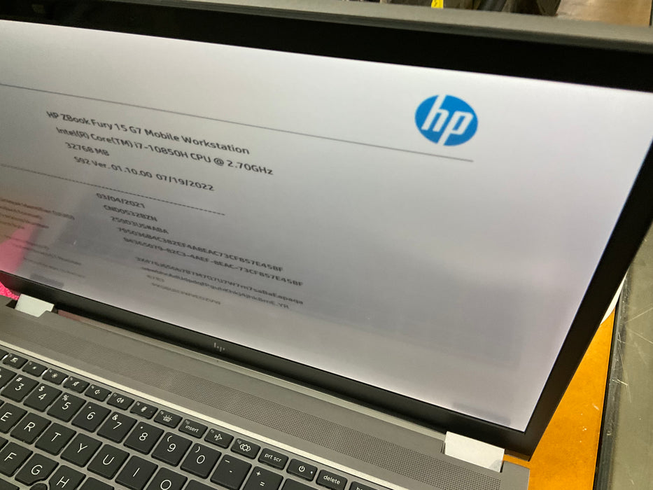 HP Zbook Fury G7 15.6" Core i7-10850H 512GB 32GB B Win 11 Pro RTX 3000 *READ*