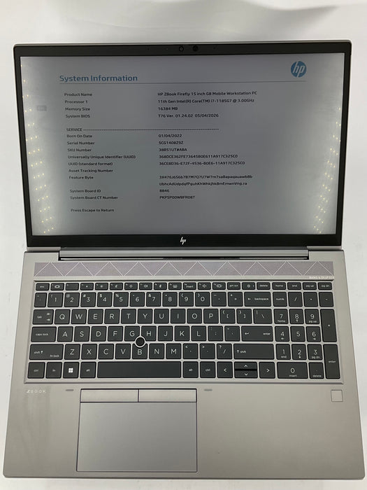 HP Zbook Firefly G8 15.6" Core i7-1185G7 1TB 16GB B Win 11 Pro