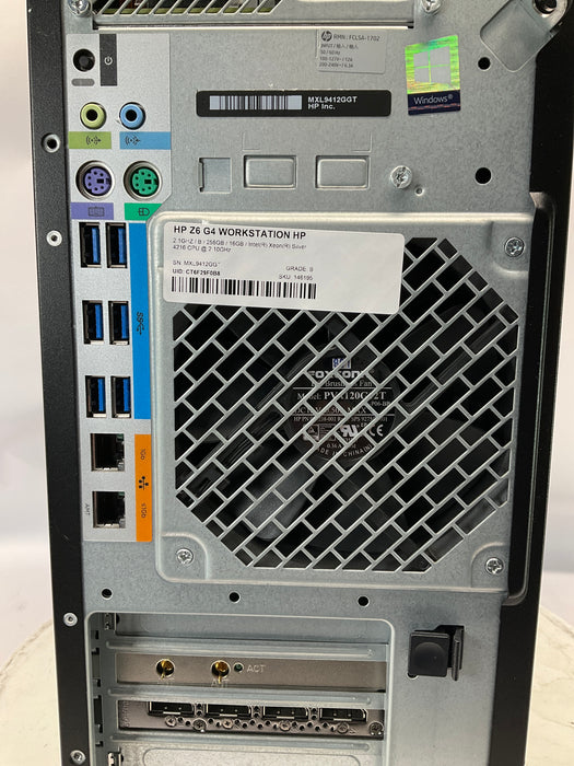 HP Z6 G4 Workstation Xeon Silver 4216 256GB 16GB Win 11 Pro M4000