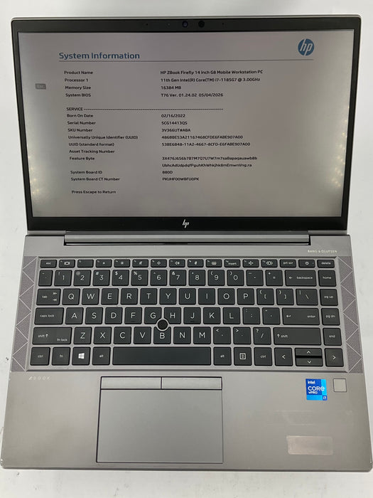 HP Zbook Firefly G8 14" Core i7-1185G7 1TB 16GB B Win 11 Pro