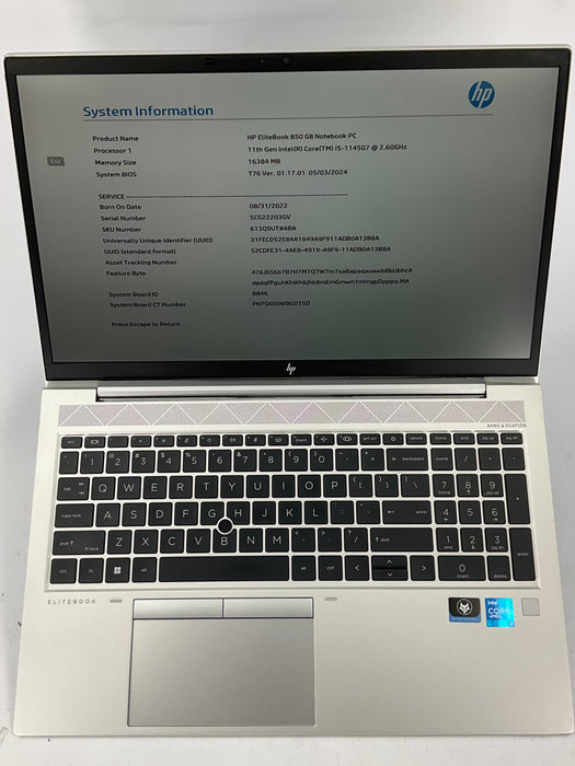 HP EliteBook 850 G8 15.6" Core i5-1145G7 256GB 16GB B Win 11 Pro