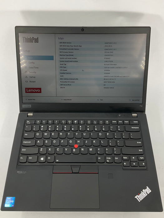 Lenovo ThinkPad T14 Gen 2 14" Touch Core i7-1185G7 512GB 16GB B Win 11 Pro