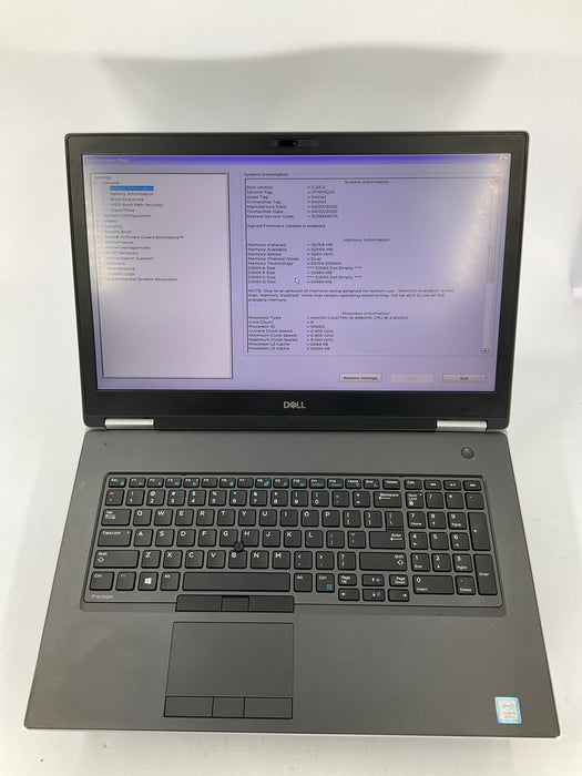 Dell Precision 7740 17.3" Core i9-9980HK 256GB 32GB Win 11 Pro Radeon Pro WX 7100