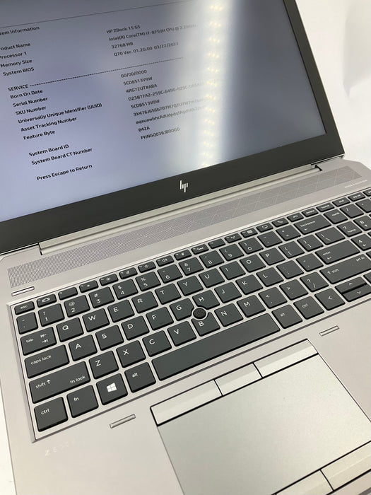 HP ZBook 15 G5 15.6" Core i7-8750H 525GB 32GB B Win 11 Pro P2000