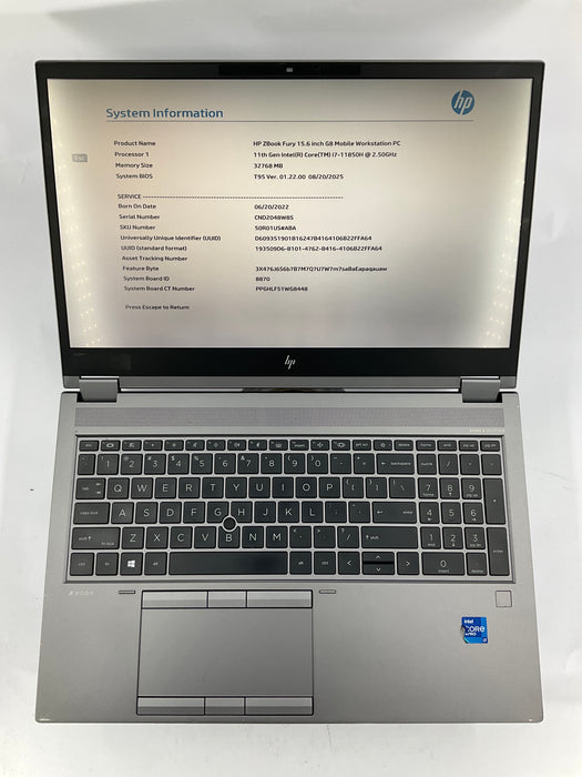 HP Zbook Fury G8 15.6" Core i7-11850H 512GB 32GB B Win 11 Pro RTX A3000