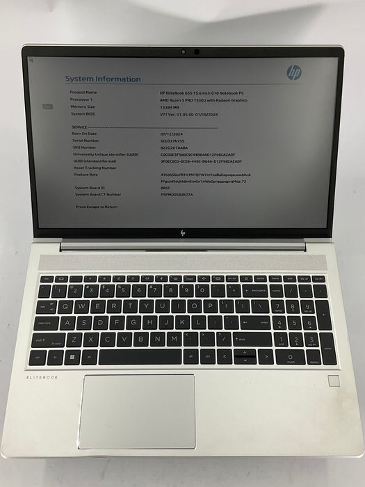 HP EliteBook 655 G10 15.6" AMD Ryzen 5 Pro 7530U 512GB 16GB B Win 11 Pro