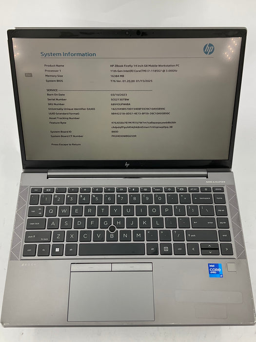 HP ZBook Firefly G8 14" Touch Core i7-1185G7 256GB 16GB NO OS *READ*
