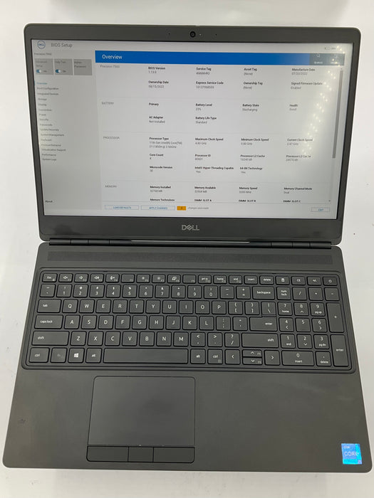 Dell Precision 7560 15.6" Core i7-11850H 512GB 32GB Win 11 Pro T2100