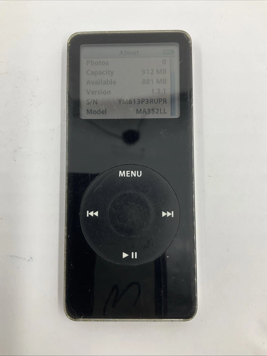Vintage Apple iPod Nano 1st Generation 1GB Black A1137 - No backlight