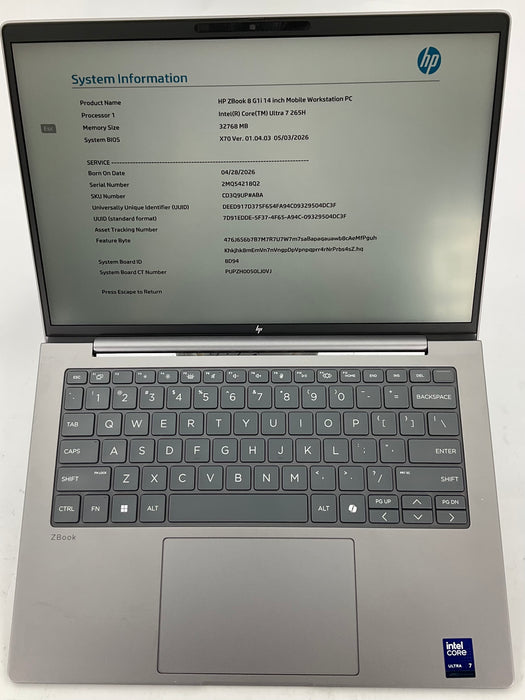 HP ZBook 8 G1i 14" Touch Ultra 7 265H 512GB 32GB Win 11 Pro