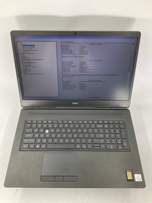 Dell Precision 7750 17.3" Core i7-10850H 256GB 16GB Win 11 Pro T1000