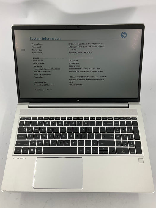 HP EliteBook 655 G10 15.6" Touch AMD Ryzen 5 Pro 7530U 512GB 16GB B Win 11 Pro