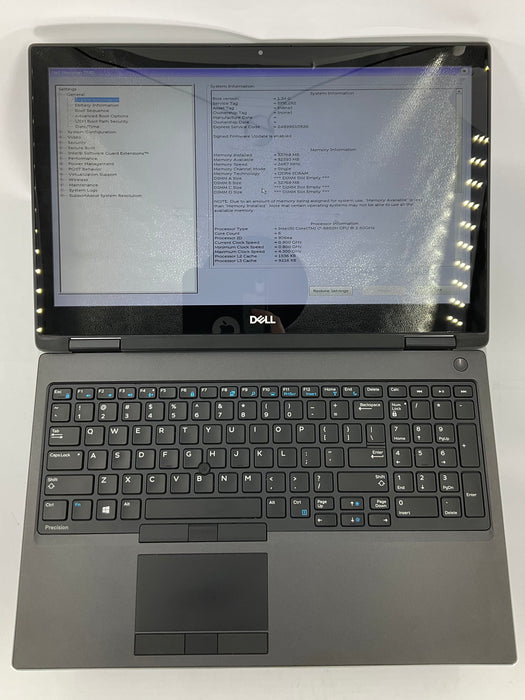 Dell Precision 7530 15.6" Touch Core i7-8850H 512GB 32GB Win 11 Pro Quadro P2000