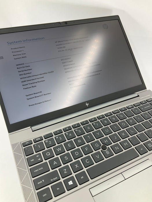 HP Zbook Firefly G7 14" Core i7-10610U 256GB 16GB B Win 11 Pro *READ*