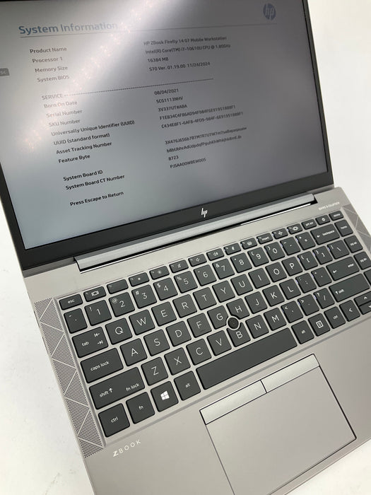 HP Zbook Firefly G7 14" Core i7-10610U 256GB 16GB B Win 11 Pro
