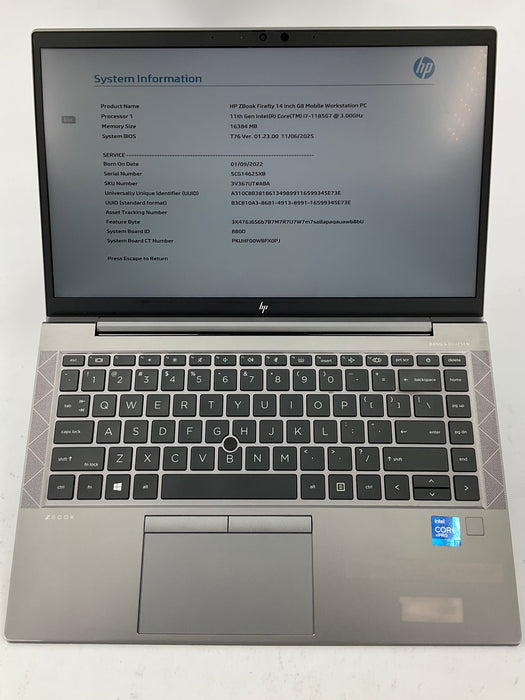 HP ZBook Firefly G8 14" Touch Core i7-1185G7 256GB 16GB B Win 11 Pro