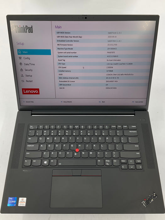 Lenovo ThinkPad P1 Gen 4 16" Core i7-11800H 512GB 32GB B Win 11 Pro T1200