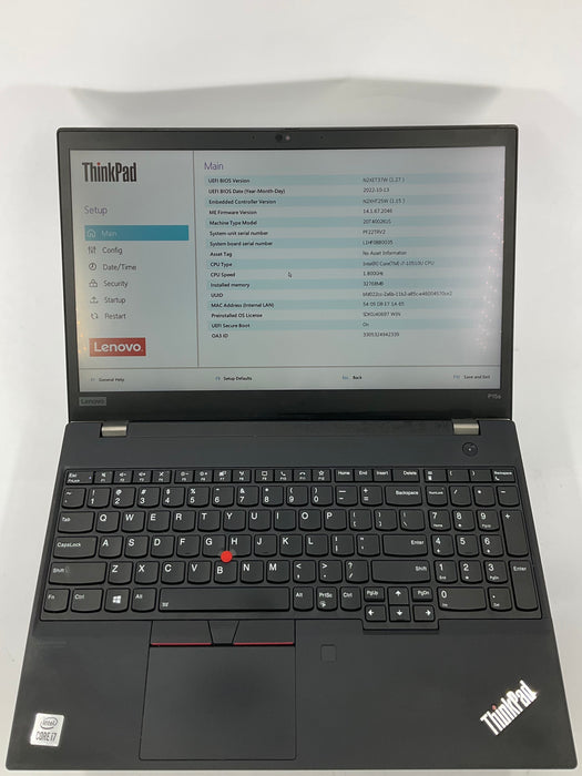 Lenovo ThinkPad P15s Gen 115.6" Touch Core i7-10510U 256GB 32GB B W11P P520