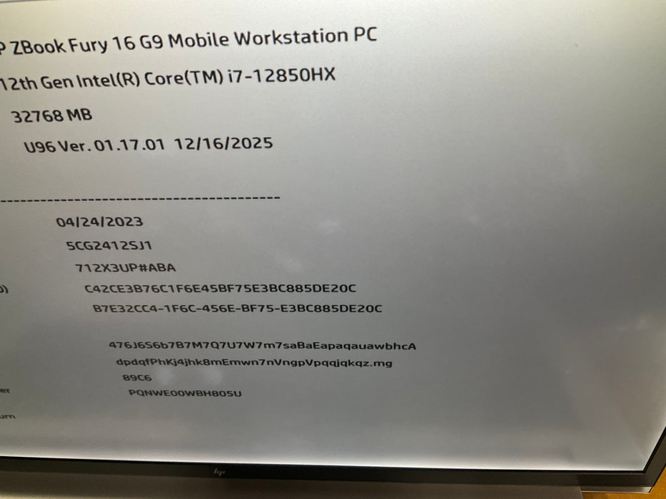 HP ZBook Fury G9 16" Core i7-12850HX 1TB 32GB Win 11 Pro A3000