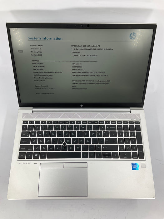 HP EliteBook 850 G8 15.6" Core i5-1145G7 256GB 16GB B Win 11 Pro