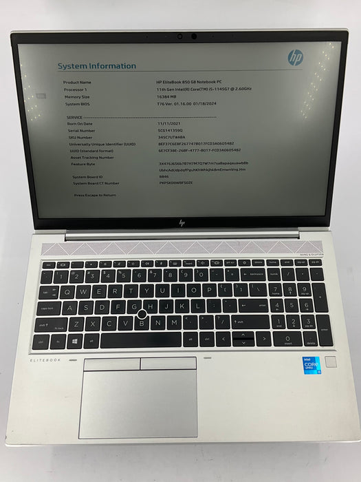 HP EliteBook 850 G8 15.6" Core i5-1145G7 512GB 16GB B Win 11 Pro