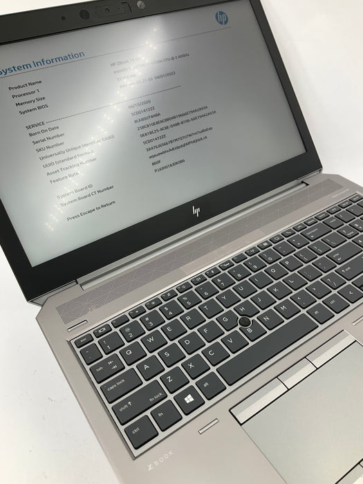 HP Zbook 15 G6 15.6" Core i7-9750H 256GB 32GB B Win 11 Pro T2000