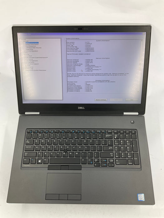 Dell Precision 7740 17.3" Core i9-9980HK 1TB 32GB Win 11 Pro Radeon Pro WX 7100