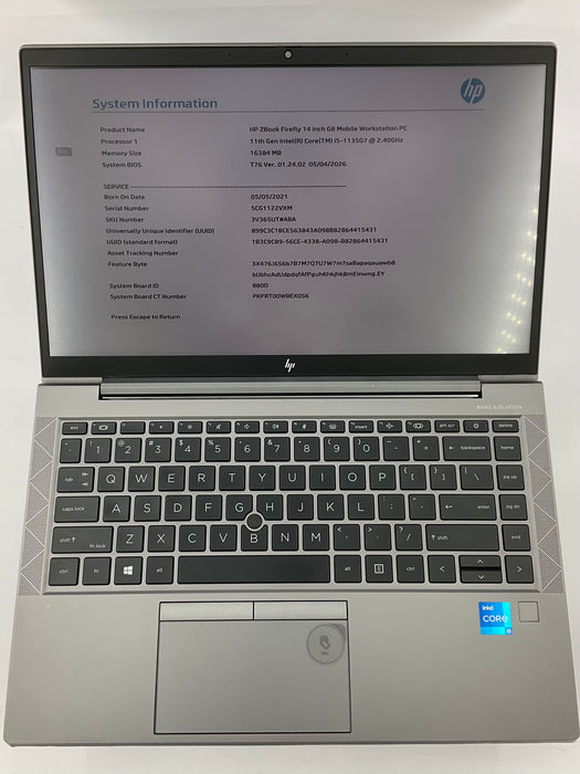 HP ZBook FireFly G8 14" Core i5-1135G7 256GB 16GB B Win 11 Pro