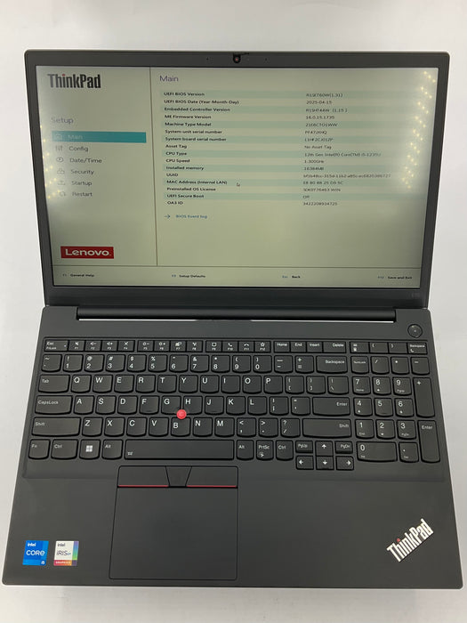 Lenovo ThinkPad E15 Gen 4 15.6" Core i5-1235U 256GB 16GB B Win 11 Pro