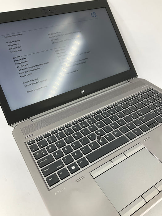 HP ZBook 15 G5 15.6" Core i7-8850H 256GB 32GB B Win 11 Pro P1000