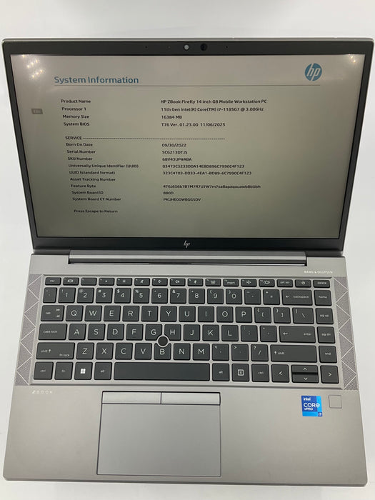 HP Zbook Firefly G8 15.6" Core i7-1165G7 256GB 16GB B Win 11 Pro *READ*