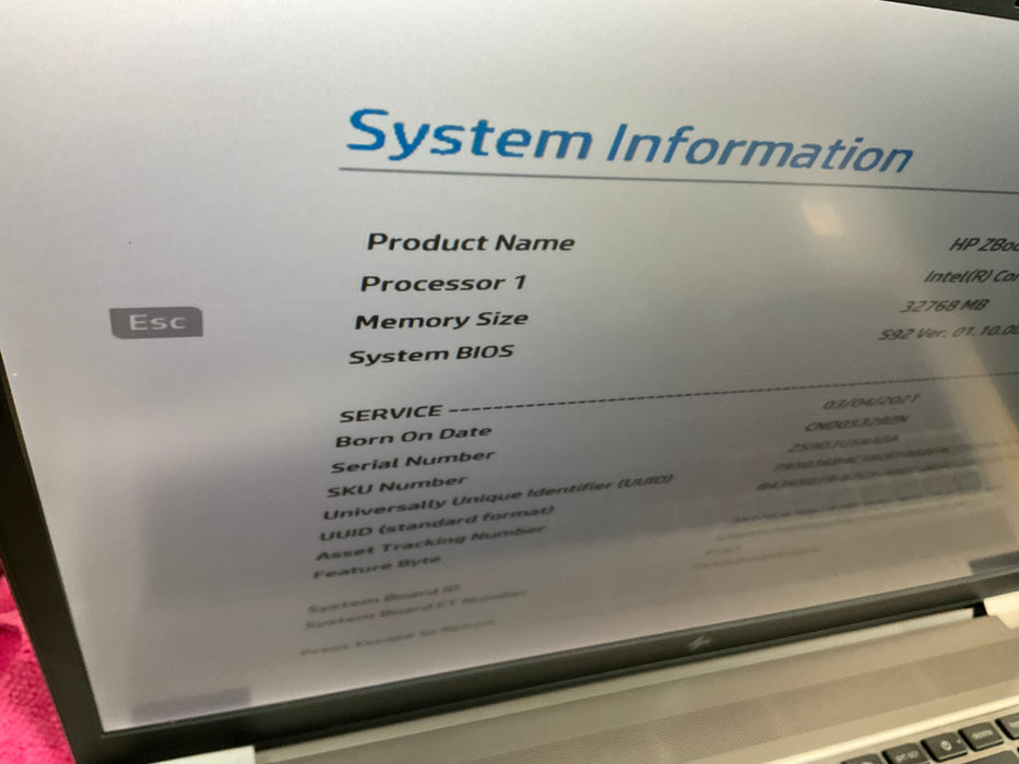HP Zbook Fury G7 15.6" Core i7-10850H 512GB 32GB B Win 11 Pro RTX 3000 *READ*
