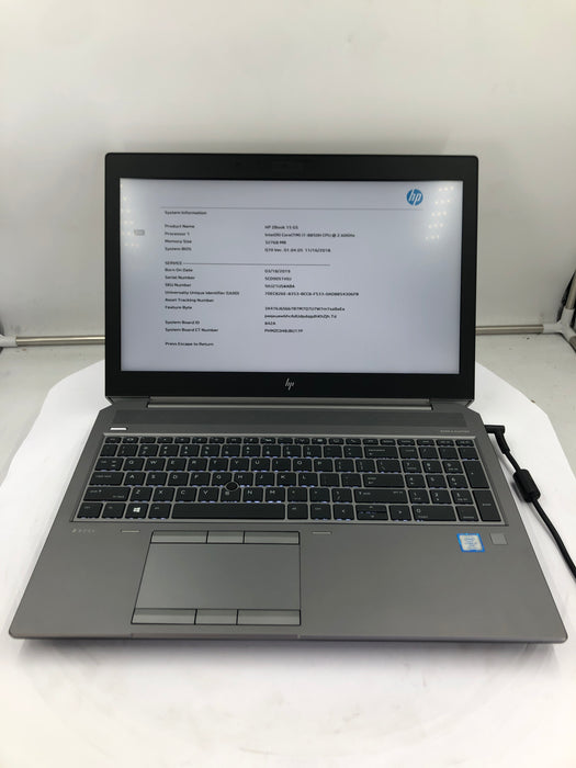 HP Zbook 15 G5 15.6" Core i7-8850H 512GB 32GB B Win 11 Pro P1000