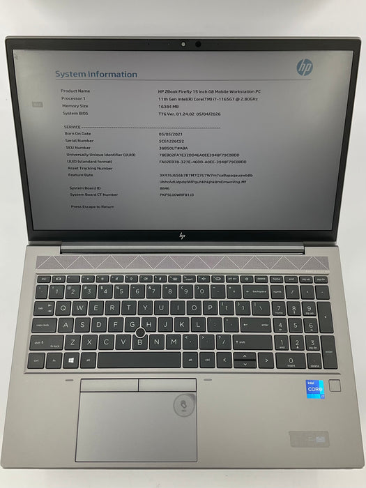 HP Zbook Firefly G8 15.6" Core i7-1165G7 256GB 16GB B Win 11 Pro