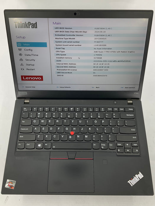 Lenovo ThinkPad P14s Gen 1 14" AMD Ryzen 7 Pro 4750U 1TB 32GB B Win 11 Pro