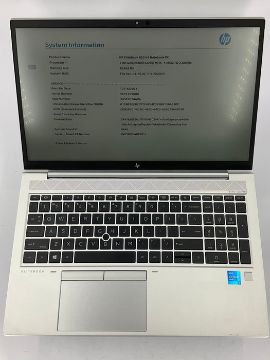 HP EliteBook 850 G8 15.6" Core i5-1145G7 512GB 16GB B Win 11 Pro