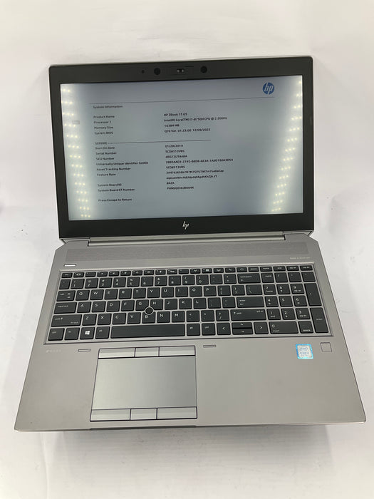 HP ZBook 15 G5 15.6" Core i7-8750H 512GB 16GB B Win 11 Pro P2000