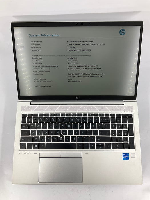 HP EliteBook 850 G8 15.6" Core i5-1145G7 256GB 16GB B Win 11 Pro