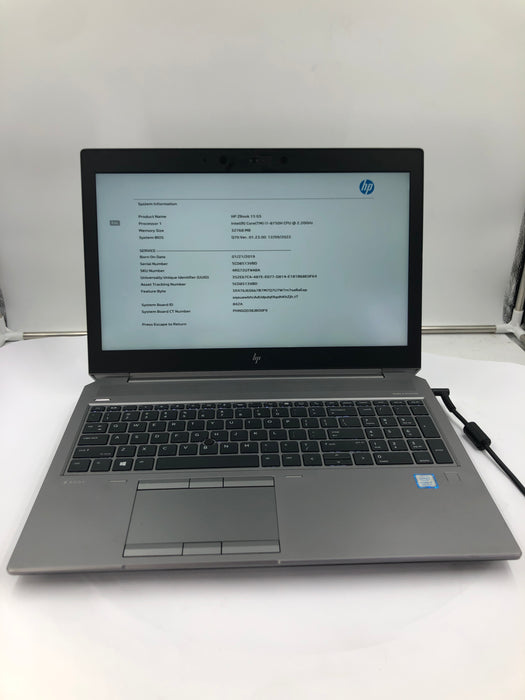 HP ZBook 15 G5 15.6" Core i7-8750H 256GB 32GB B Win 11 Pro P2000