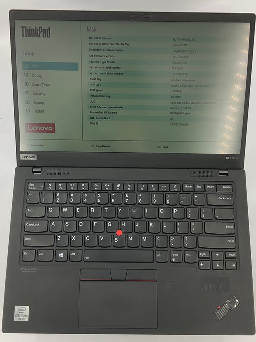 Lenovo ThinkPad X1 Carbon 8 Gen 14" Touch Core i7-10610U 256GB 16GB W11P *READ*