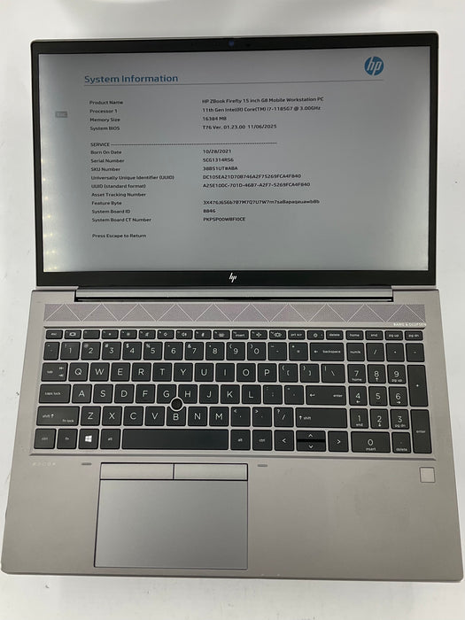 HP Zbook Firefly G8 15.6" Core i7-1185G7 1TB 16GB B Win 11 Pro