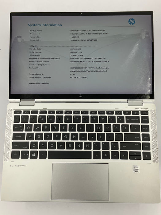 HP EliteBook x360 1040 G7 14" 2in1 Touch Core i7-10810U 256GB 16GB Win 11 Pro